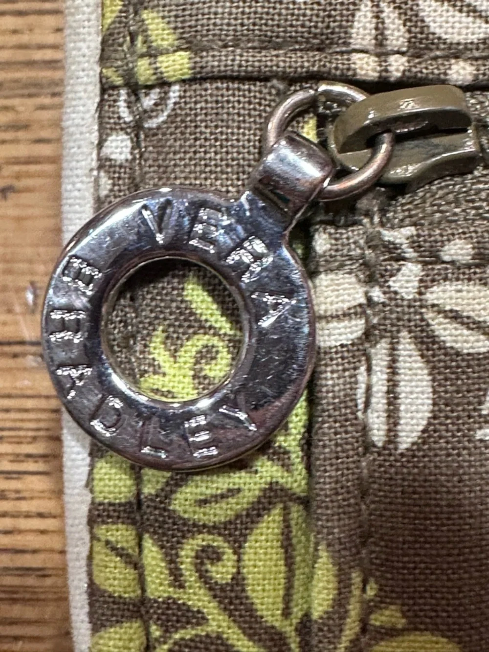 Vera Bradley Brown Quilted Wallet with Lime and Cream Floral Accent - Picture 5 of 5